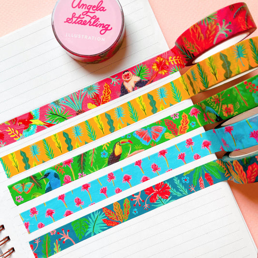 collection of five tropical washi tapes