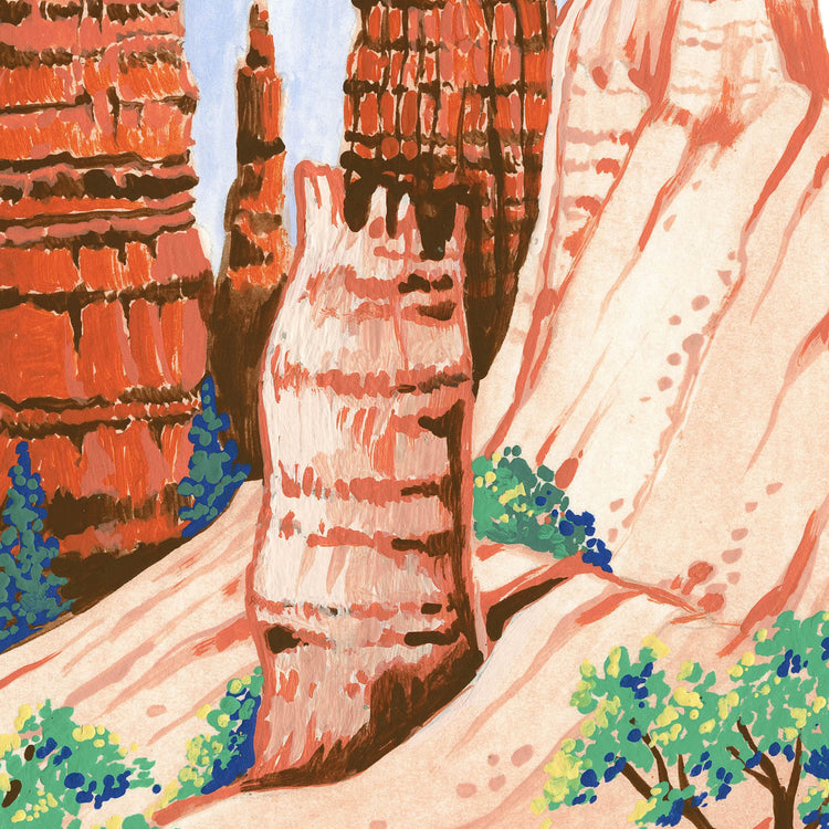 Bryce Canyon National Park art detail with hoodoo rock formations in southern Utah; art by Angela Staehling